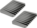 uxcell 2 Pcs Self Draining Silicone Soap Dish, Soap Tray with Drainage for Bathroom Shower Kitchen Sink, 4.5" x 3.1" x 0.4", Dark Grey