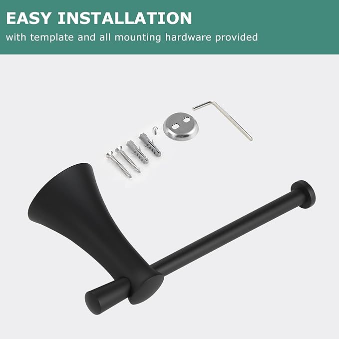 PARLOS Brass Toilet Paper Holder Tissue Roll Hanger for Bathroom & Kitchen Wall Mounted with Screws, Matte Black