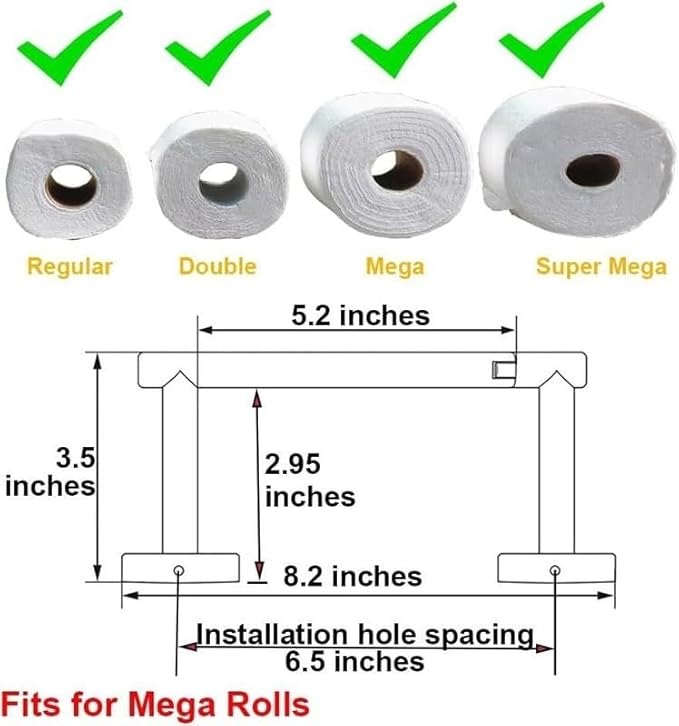 Pivoting Toilet Paper Holder Large Mega Toilet Roll Dispenser Modern Stainless Steel Tissue Roll Holder for Bathroom Commercial RV Use Wall Mounted (Matte Black)