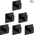 Bath Towel Hook,6 Pack Self Adhesive Square Coat Hooks, Sturdy No Drilling Robe Hook, Heavy Duty Aluminum Clothes Hanger, Wall Hooks for Bathroom Bedroom Kitchen (2 Inch,Black)