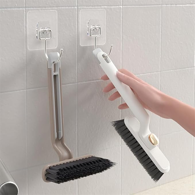 2Pcs Multi-Function Rotating Crevice Cleaning Brush Long Handle for Household Use, 360-Degree Rotating No Dead Corners Hard Bristle Crevice Cleaning Gap Brus Tool, for Bathroom Kitchens Tile Floors