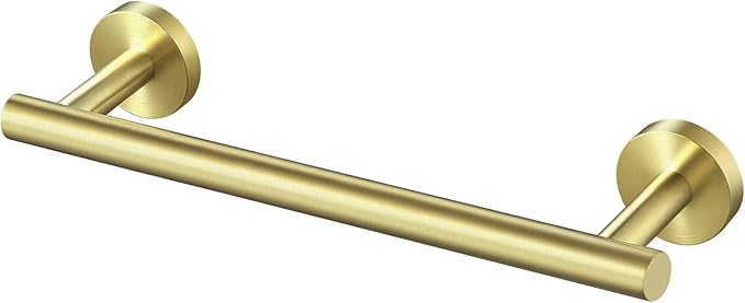 KES 9.6 Inches Hand Towel Bar Bathroom Towel Holder Kitchen Dish Cloths Hanger SUS304 Stainless Steel RUSTPROOF Wall Mount Brushed Gold, Total Length 12 Inch, A2000S30-BZ