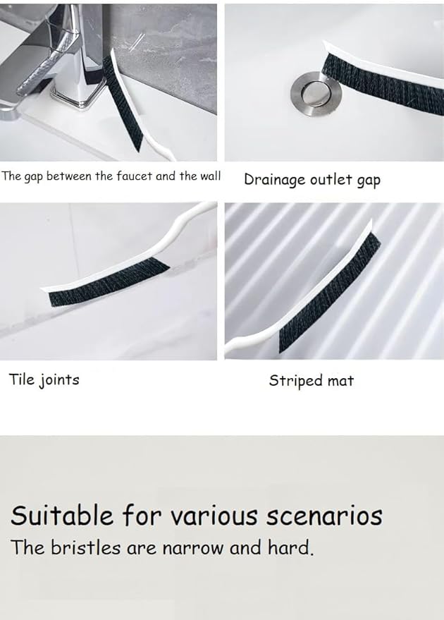 2PCS/Set Long Handle Crevice Cleaning Brush, Hard-Bristled Gap Scrub Brush, Toilet Gap Cleaning Brush Tool