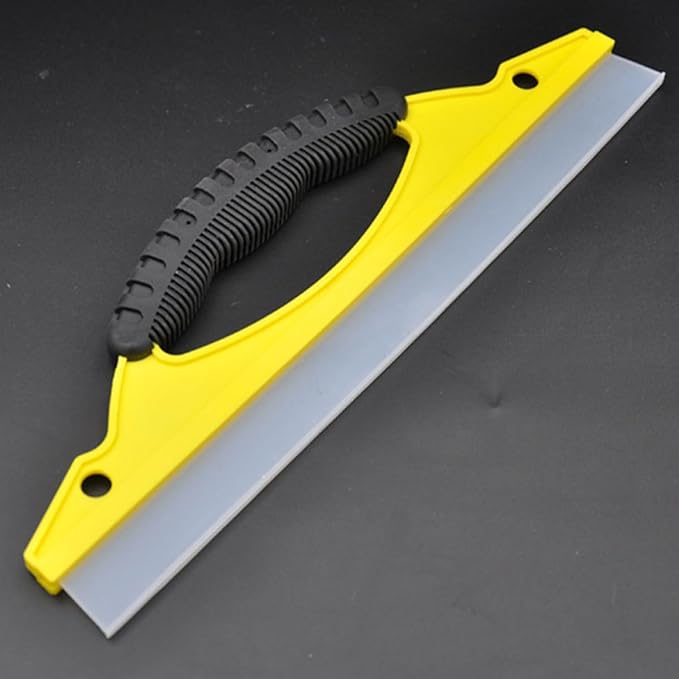 2pcs Yellow Soft Rubber Arc Shower Squeegee for Glass Doors and Car Windows, Flexible Water Scraper for Bathroom and Auto Window Cleaning