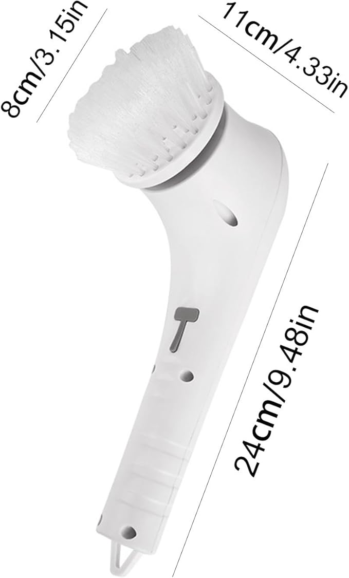 Generic Electric Rechargeable Cleaning Tools Electric Cleaning Brush for Bathroom Electric Cleaner with 5 Replaceable Shower Cleaning Brush Heads for Wall, Tile, Bathtub, Window, White