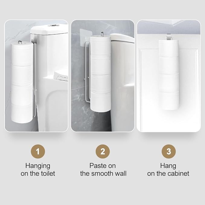 Over The Tank Toilet Paper Holder Bathroom Toilet Tissue Paper Roll Storage Holder Wall Mount Brushed Nickel,Metal Hanging Adhesive Toilet Paper Holder Dispenser Toilet Paper Organizer 1p