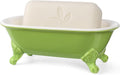 6.5" Ceramic Mini Decorative Clawfoot Bathtub Bar Soap Dish, Kitchen Sponge Holder and Shower Tray for Bathroom, 1 Pack(Lime)