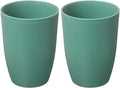 uxcell 2 Pcs Simple Toothbrush Cup, 3 x 3 x 4.1 Inch Bathroom Tumbler Reusable Plastic Cup Set for Storing Toothpaste Toothbrushes Combs Water Beverages, Dark Green