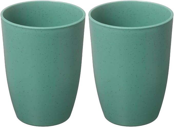uxcell 2 Pcs Simple Toothbrush Cup, 3 x 3 x 4.1 Inch Bathroom Tumbler Reusable Plastic Cup Set for Storing Toothpaste Toothbrushes Combs Water Beverages, Dark Green
