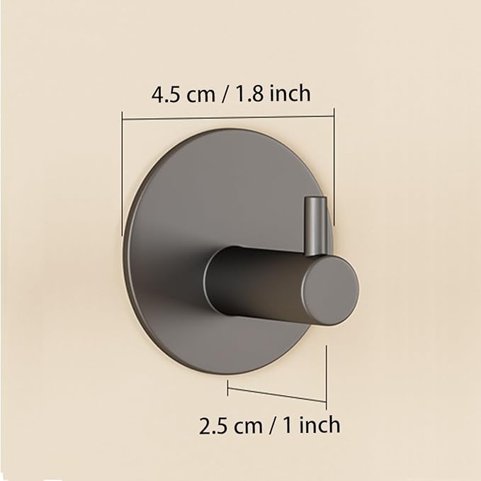 Miliocry 6 Packs Bathroom Towel Hooks, Adhesive Hooks Heavy Duty Wall Hook, Waterproof Stainless Steel Towel Hanger Robe Hat Coat Holder, Wall Mount Hooks for Bathroom,Bedroom,Kitchen(Black-Round)
