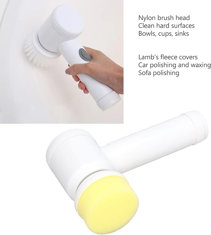 Electric Spin Scrubber, Reable Electric Cordless Cleaning Brush with 4 Brush Heads,Multifunctional Power Electric Shower Scrubber for Kitchen,Leather Sofa