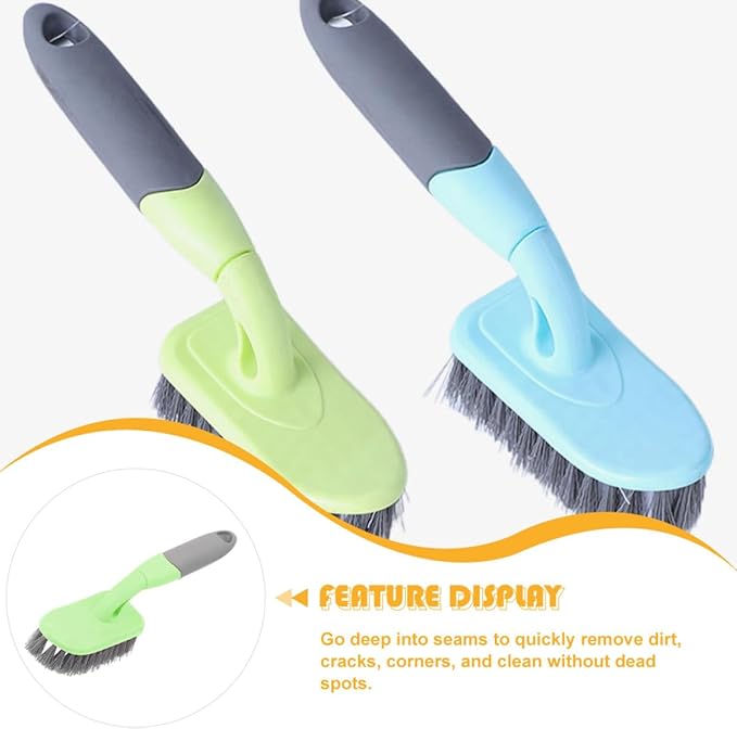 Yellow Long Handle Tile Floor Brush with Stiff Bristles, Deep Cleaning Scrub Brush for Bathroom, Shower, Bathtub, and Kitchen Floor Grooves, Plastic Household Cleaning Tool