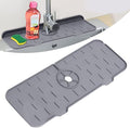 Silicone Faucet Sink Mat Sink Splash Guard, Sink Drain Pad Behind Faucet, Bathroom Drip Protector Splashback Countertop Protection Faucet Handle drip Catcher (Grey 1pcs)