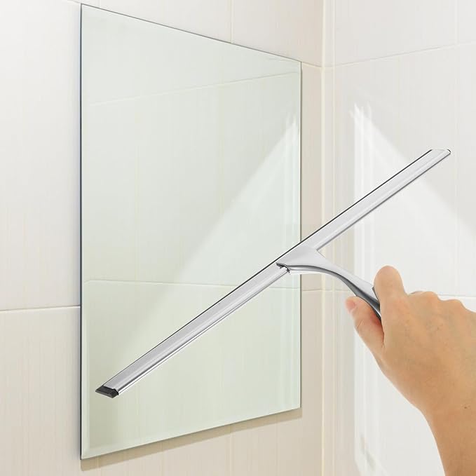 Stainless Steel Shower Squeegee with No for Shower Doors Windows and Car Glass Water Cleaning Tool for Bathroom Kitchen and More