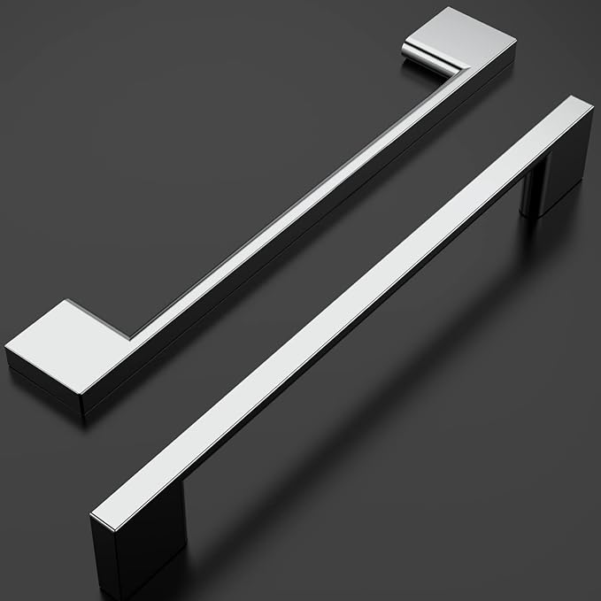 Amerdeco 10 Pack Polished Chrome Cabinet Pulls 6.3 Inch(160MM) Hole Centers Kitchen Cabinet Handles Cabinet Hardware Kitchen Handles for Cabinets Cupboard Handles Drawer Pulls ZH0060…