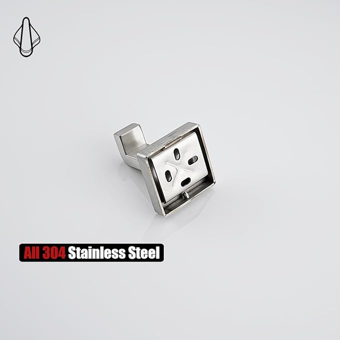 JQK Bathroom Towel Hook Brushed, Coat Robe Clothes Bath Wall Hooks for Kitchen Garage SUS 304 Stainless Steel Thick 0.8mm, 2 Pack Brushed Steel, TH250-BN-P2