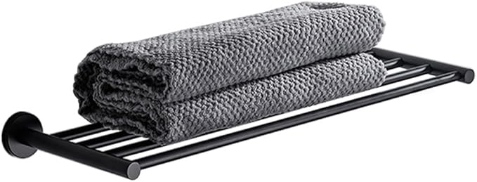 20 Inch Bathroom Towel Rack, Hotel Style Towel Racks for Bathroom Wall Mounted, Modern Towel Bar Rack, 2-Tier Towel Shelves, Black