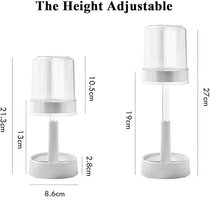 1 Pack Toothbrush Holder Stand with Cover/Cup & 2 Slots, Height Adjustable Electric Toothbrush Holders for Bathrooms, Compatible with Toothpaste, Conventional or Electric Toothbrushes Storage