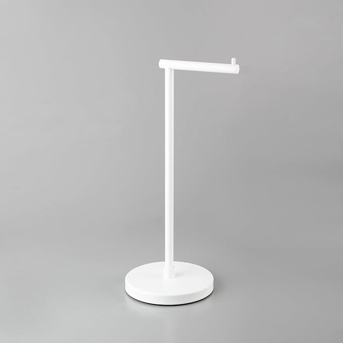 GERZWY Bathroom Free Standing Toilet Paper Holder SUS 304 Stainless Steel Stand Modern Paper Towel Holder, White