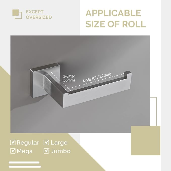 Toilet Paper Holder Brushed Nickel, Angle Simple SUS304 Stainless Steel Bathroom Tissue Holder, Open Arm Toilet Tissue Roll Hanger Wall Mount