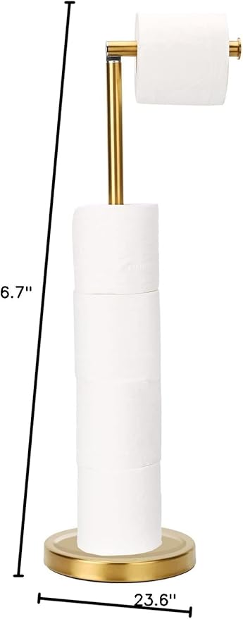 Toilet Paper Holder Stand Bathroom Toilet Paper Storage for 4 Paper Rolls with Heavy Base, Freestanding Toilet Paper Roll Holder (Gold)
