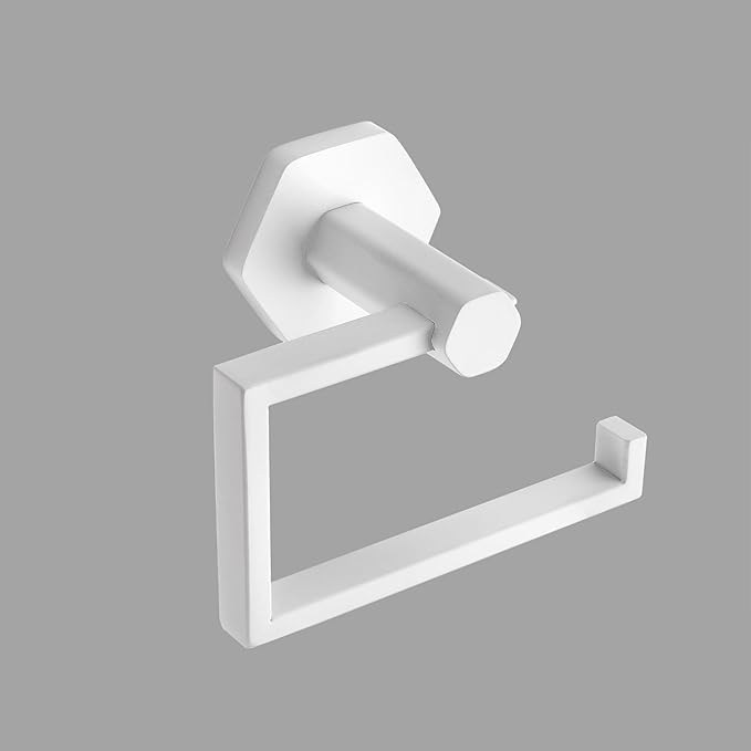 GERZWY Bath Toilet Paper Holder SUS 304 Stainless Steel Hotel Square Tissue Roll Holder Wall Mount, White Finish