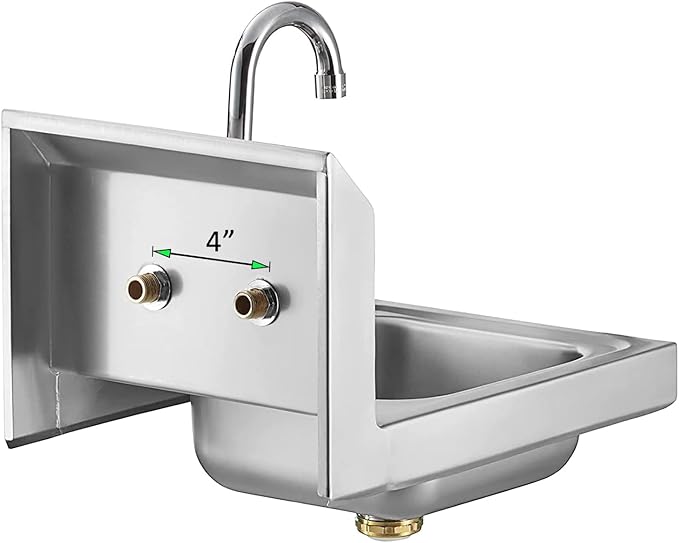 12" x 12" Stainless Steel Wall Mount Hand Sink with Gooseneck Faucet – NSF Certified | Compact Commercial Use
