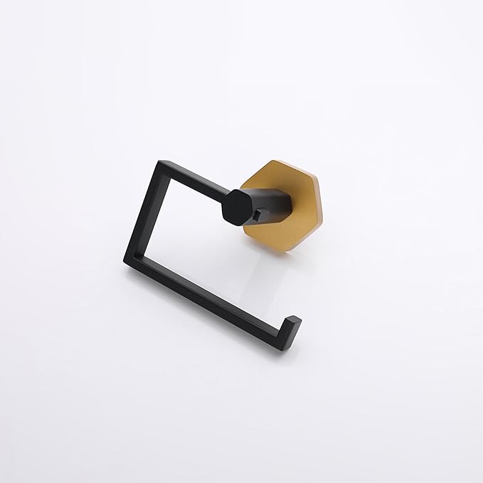 GERZWY Bathroom Toilet Paper Holder SUS 304 Stainless Steel Tissue Paper Roll Holder Wall Mount (Black & Gold)