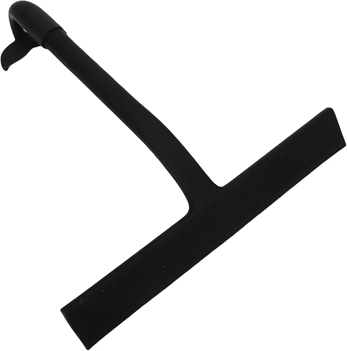 Focket Silicone Shower Squeegee, Builtin Hook Design Multipurpose Window Wiper, Bathroom Glass Scraper with 145 Angled Handle for Shower Doors Tiles and Mirrors (Black)