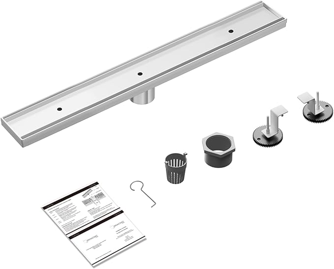304 Stainless Steel Shower Drain, Removable Grate & Hair Catcher Bathroom Floor Drain with Waterproof Design for Tile Floor, CUPC Compliant (Tile Insert, 26 Inch)