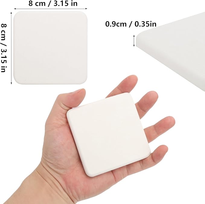 40 Pack 3.15" Square Diatomaceous Earth Coaster, Versatile Water Absorbent Diatomite Coaster, Premium Water Absorbing Bath Stone Mat for Modern Home