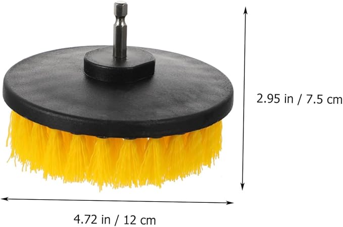 Electric Drill Brush Set 5-inch Yellow Hollow Round Brush Heads Replacement Cleaning Tool for Kitchen Floor Bathroom Surfaces Household Scrubbing