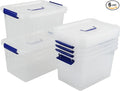 10 L Clear Plastic Storage Box, Latch Storage Box with Handle, 6-Pack