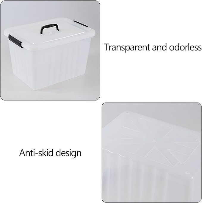 18 Quart Clear Plastic Storage Box with Handle, Latching Bins with Lid, 4 Packs