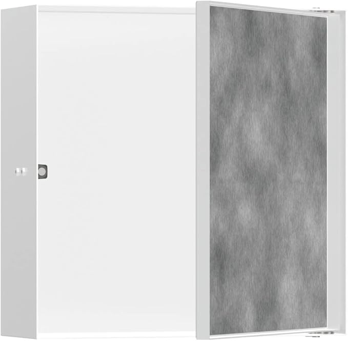 hansgrohe XtraStoris Rock Recessed Wall Niche with Tileable Door 12"x 12"x 4" in Matte White, 56085700