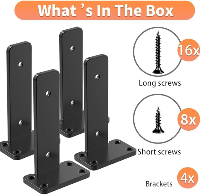 Floating Shelf Brackets upgraded,10 inch, Black Heavy Duty Iron Shelf Brackets, Industrial Modern Floating Shelf Support for Wall Mount Shelves,Wide Brackets ,4 Pack, Support DIY(5mm Thickening Type).