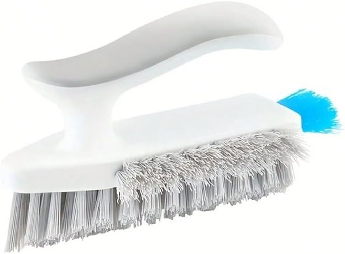 3 Pcs Versatile Stiff Bristle Crevice Cleaning Brush Tool for Kitchen Bathroom Window Tracks 2 in 1 Handheld Deep Grout Scrubber for Tile Joints Sliding Door Slots No Dead Spots (White)
