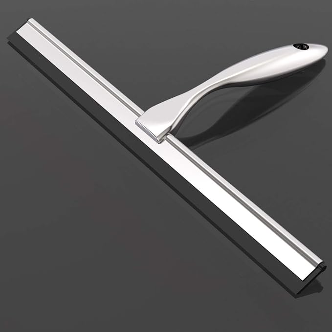 Shower Squeegee for Shower Doors, Bathroom, Mirrors, Tiles and Car Windows (Grey, 14 inch)