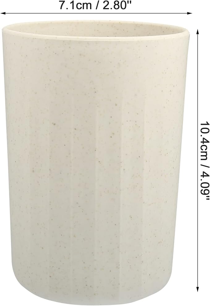 VOCOSTE 1Pc Bathroom Tumbler with Smooth Lines, Wheat Straw Cup, for Bathroom for Toothpaste Beige 4.09''x2.80''