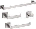 4-Piece Bathroom Hardware Set, Towel Rack Towel Bar Towel Holder Toilet Paper Holder Towel Hooks Modern Square Premium Stainless Steel Brushed Nickel Wall Mounted Bathroom Accessories Set (16inch)