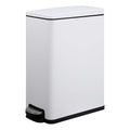 Garvee Slim Trash Can with Lid, 12 Gal (45 L) Stainless Steel Kitchen Garbage Can with Inner Bucket and Step On Foot Pedal, Narrow Metal Trash Bin, White