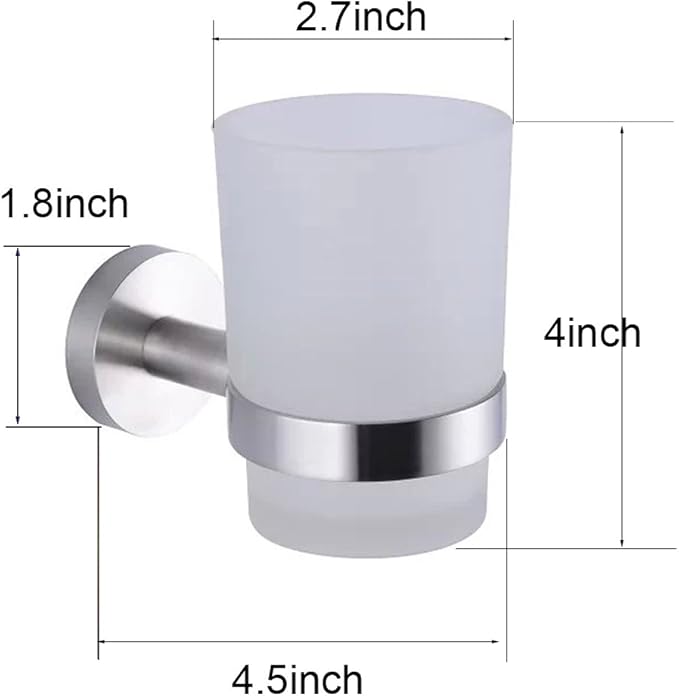 XVL Bathroom Wall-Mounted Toothbrush Holder, Brushed Steel G1006