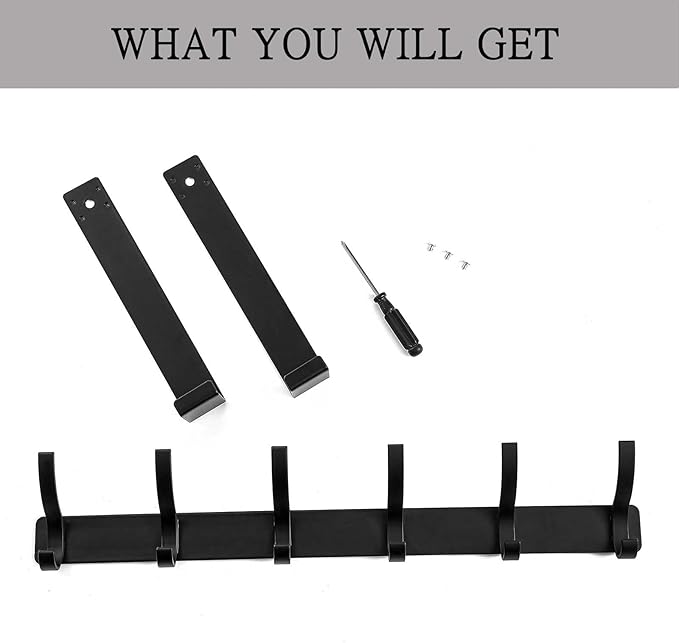 Over The Door Hooks, Back of Door Coat Hanger, Towel Racks for Bathroom with 12 Coat Hooks for Hanging Clothes, Black