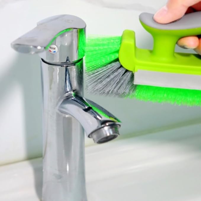 Crevice Cleaning Brush, Multi-Purpose Hard Bristle Brush with Fine Bristles for Deep Cleaning Corners, Grout, Tile, Appliance Edges, Window Tracks,Hanging Hole for Easy Storage (Green)