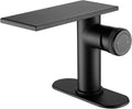 becola Modern Bathroom Sink Faucet，Black Bathroom Faucet，Waterfall Faucet for Bathroom Sink，Single Hole Cold and Hot Vanity Faucet，Single Handle Vessel Sink Faucet with Adjust Knobs and Deck Plate