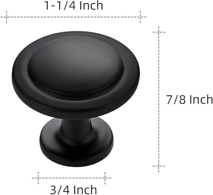 Ravinte 20 Pack 1-1/4 Inch Kitchen Cabinet Knobs Matte Black Zinc Pulls Door Handles for Dresser Drawers