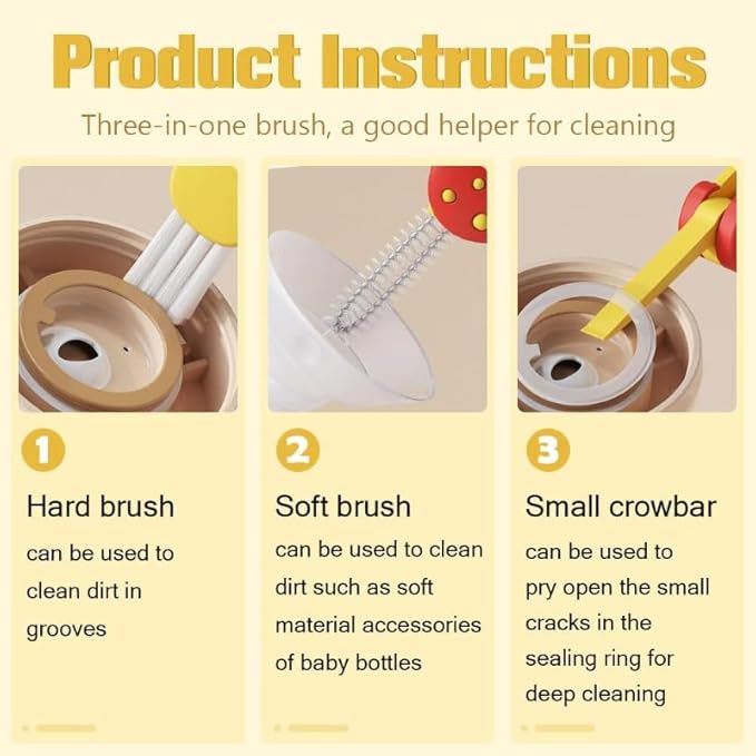 3 in 1 Cup Lid Cleaning Brush, 2024 Multifunctional Crevice Portable Cup Lid Cleaning Brush for Bottle Gap Tight Spaces Cup (C-Pink)