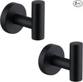 APLusee Matte Black Round Coat Hook 2 Pack, 304 Stainless Steel Bathroom Towel Hook, Wall Mounted