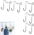 Over Door Towel Rack, Heavy Duty Door Hooks for Hanging, Stainless Steel Double Hanger for Kitchen Bathroom, Removable Wardrobe Door Hook for Dorm Room, Space Saving Cabinet Door Hanger (5PCS)