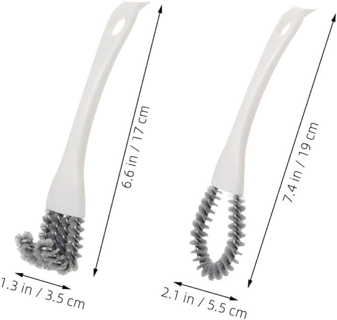TEHAUX Multi-Functional Kitchen Cleaning Brush Set 2pcs U-Shaped and Angled Crevice Scrub Brushes Heavy Duty Handheld Scrubbers for Stove, Grill, Window Track, and Bathroom Tight Spaces